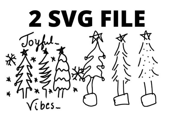 Christmas Trees Black Svg Holiday Retro Review