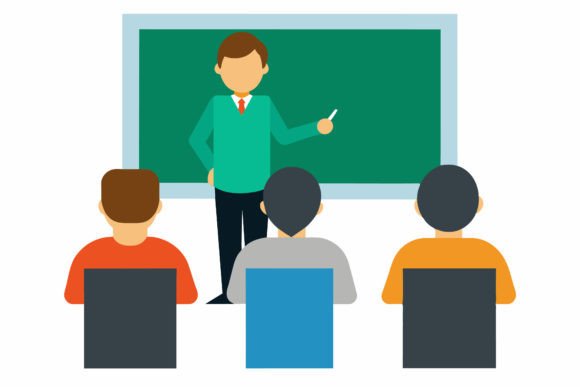 Review: A Teacher Teaching on Board Front View