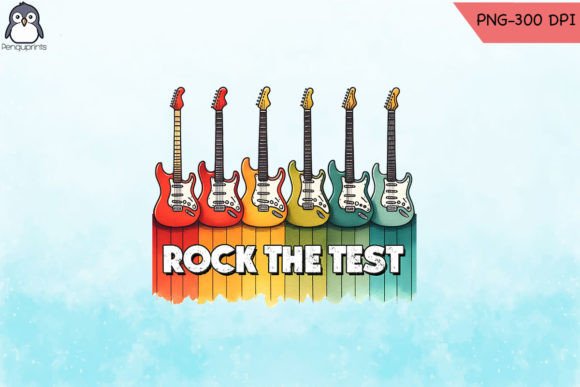 Rock the Test Guitar Teacher Embroidery