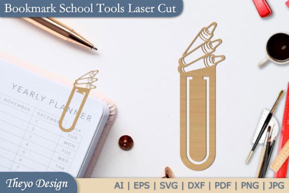 School Tools Bookmark: Laser Cut to Embroidery