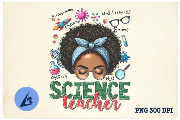 Science Teacher Afro Messy Bun PNG Review